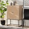 Baxton Studio Ardon Bohemian Light Brown Finished Wood and Black Metal 2-Door Storage Cabinet with Natural Rattan 196-12077-ZORO - alternate 1